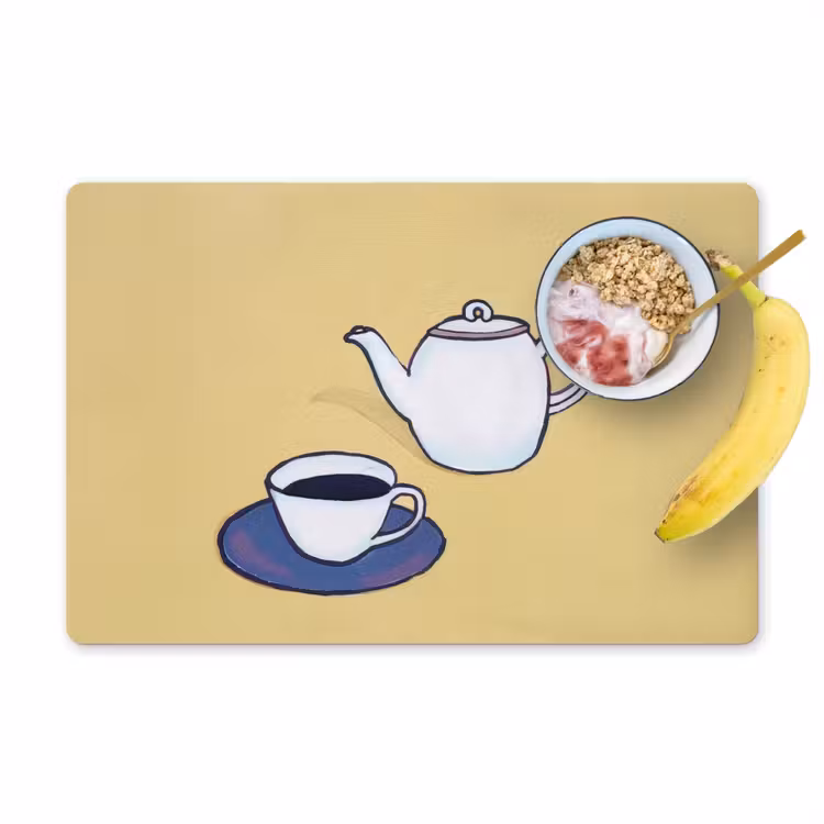 Tischset - Teekanne - Tasse - Beige - Illustration - 6 Stück — 1