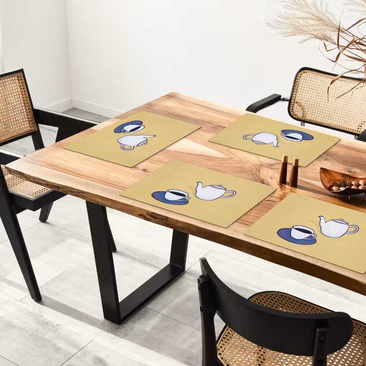Tischset - Teekanne - Tasse - Beige - Illustration - 6 Stück — 4