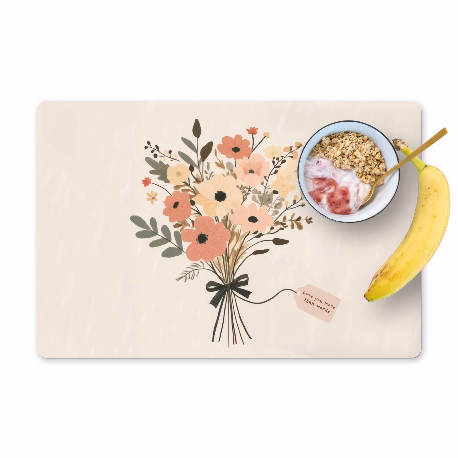 Tischset - Blumen - Zitat - Beige - Farbband — 1