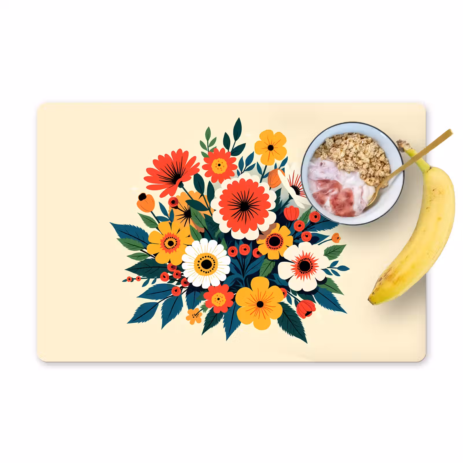 Tischset - Blumenstrauß - Blätter - Illustration - Farbenfroh - 6 Stück — 1