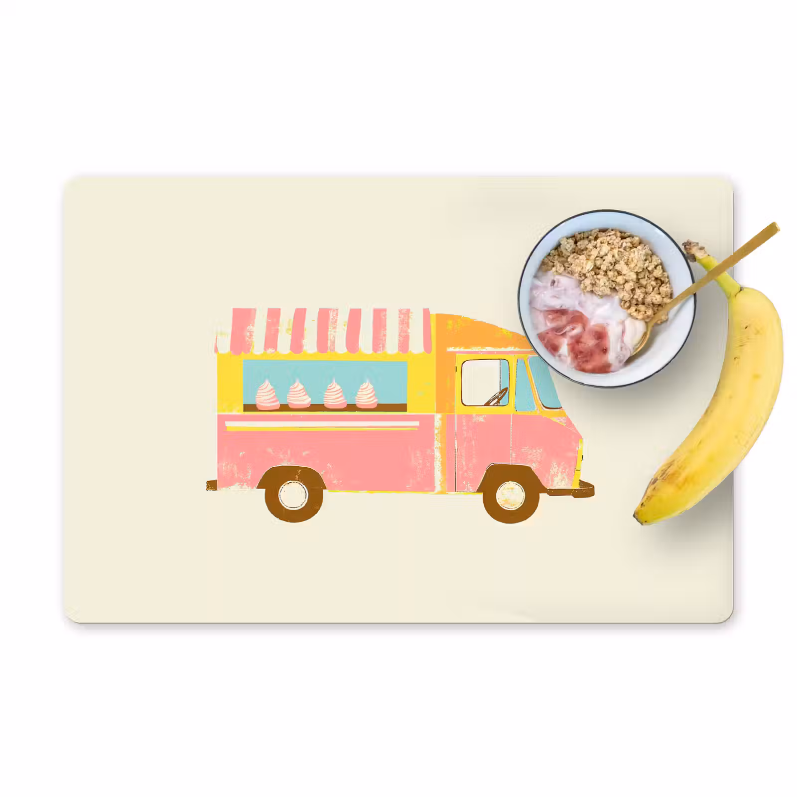 Tischset - Eiscreme-Wagen - Retro - Softeis - Rosa - 6 Stück — 1