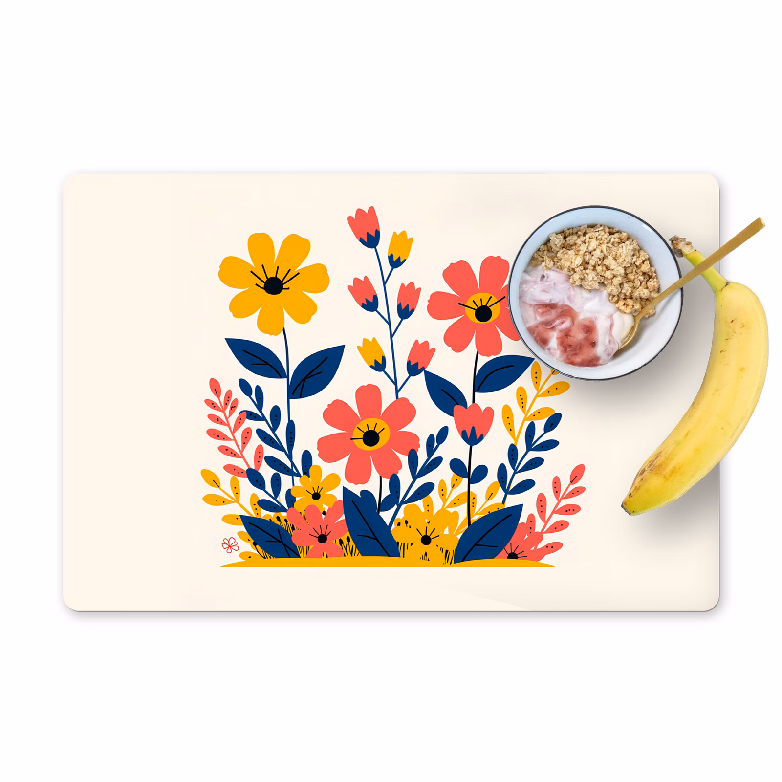 Tischset - Illustration - Blumen - Blätter - Rosa - 6 Stück — 1