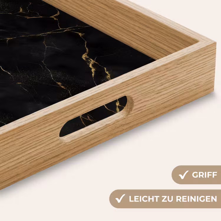 Tablett - Schwarzer Marmor - Goldene Adern - Klassisch — 8