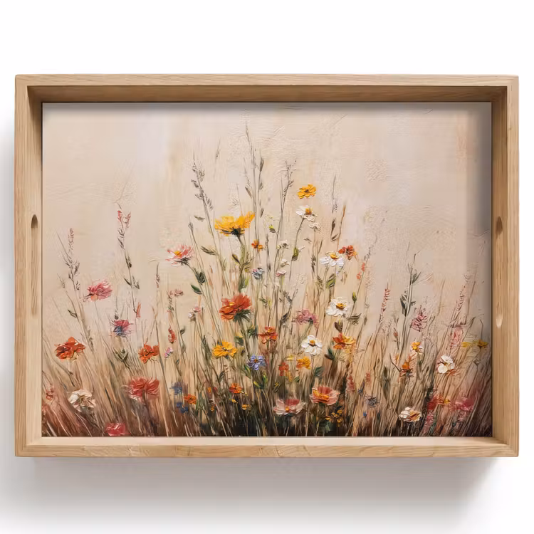 Tablett - Wildblumen - Pinselstriche - Ruhig — 1