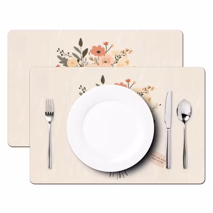 Tischset - Blumen - Zitat - Beige - Farbband — 2