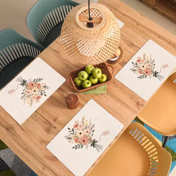 Tischset - Blumen - Zitat - Beige - Farbband — 3