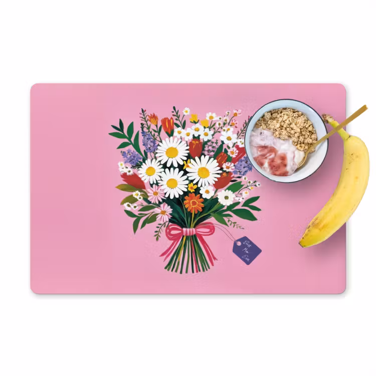 Tischset - Blumen - Zitat - Karte - Bunt — 1