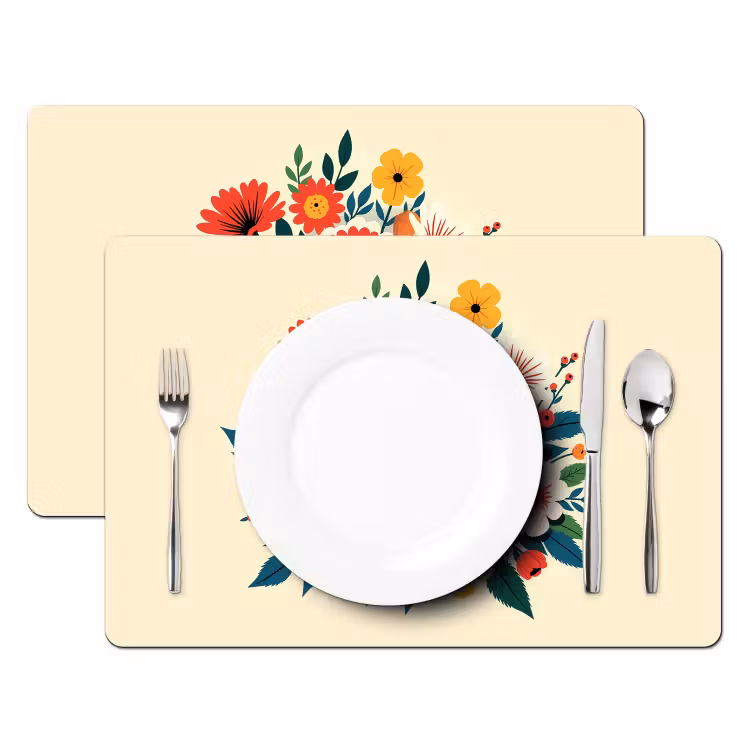 Tischset - Blumenstrauß - Blätter - Illustration - Farbenfroh - 6 Stück — 2