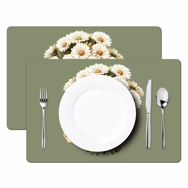 Tischset - Farbband - Blumenstrauß - Grün - Zitat — 2