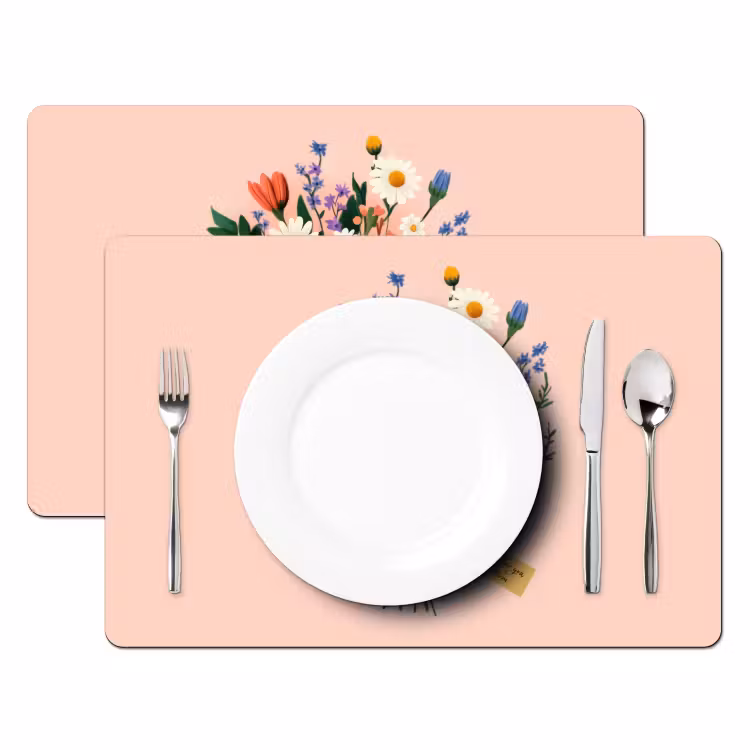 Tischset - Gänseblümchen - Strauß - Schleife - Rosa — 2