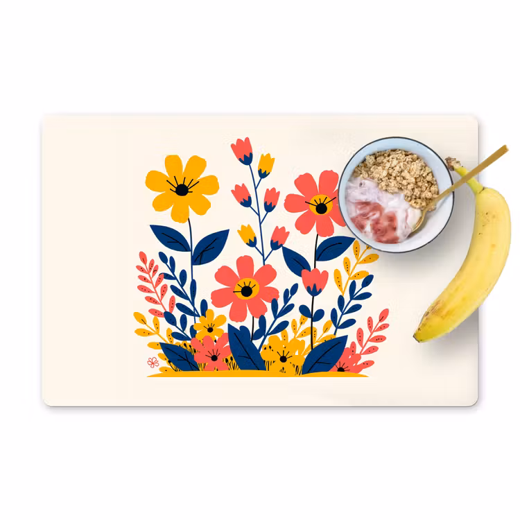 Tischset - Illustration - Blumen - Blätter - Rosa - 6 Stück — 1