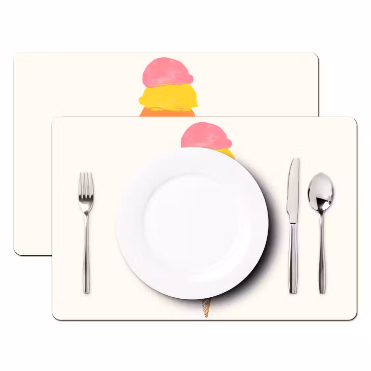 Tischset - Schaufel Eiscreme - Hörner - Illustration - Minimalistisch - 6 Stück — 2