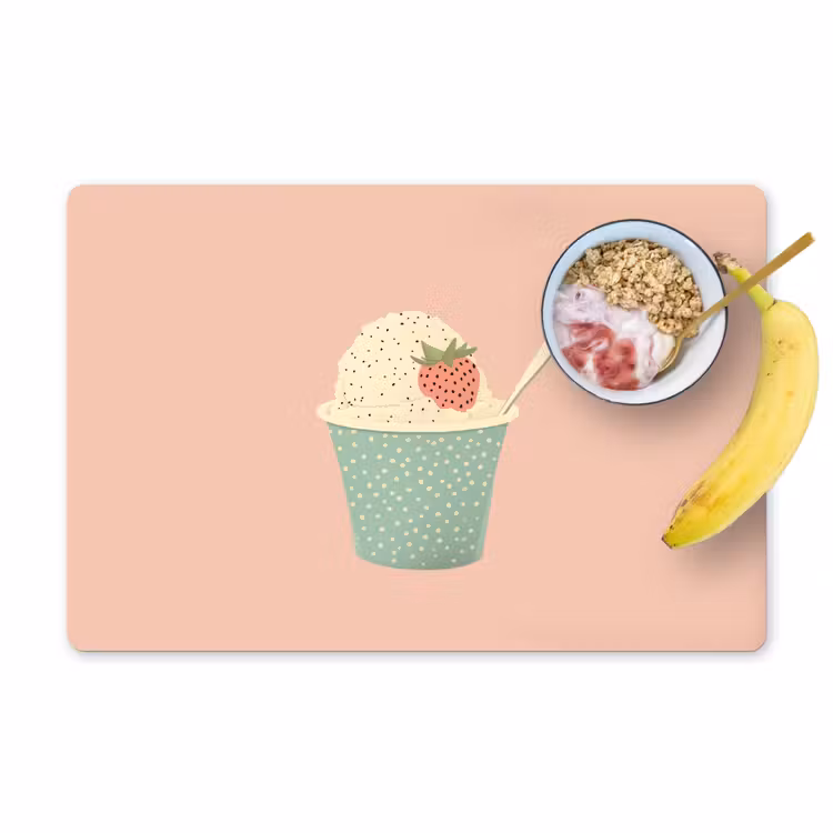 Tischset - Tablett - Eiscreme - Erdbeere - Rosa - 6 Stück — 1