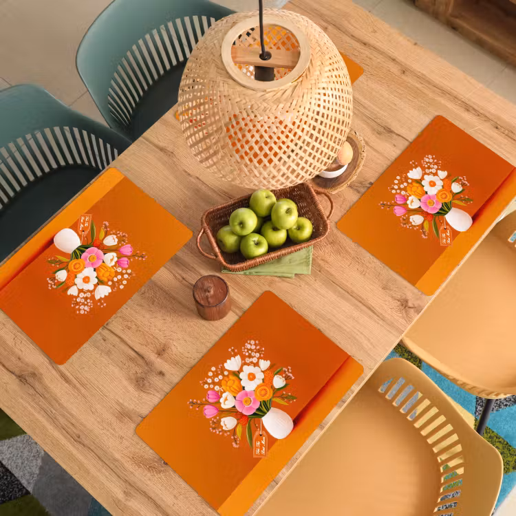 Tischset - Vase - Blumen - Orange — 3