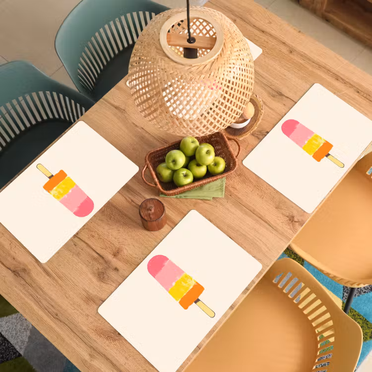 Tischset - Wassereis - Retro - Stiel - Rosa - 6 Stück — 3