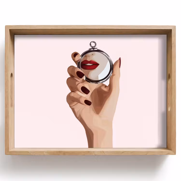 Tablett - Spiegel - Rote Lippen — 1