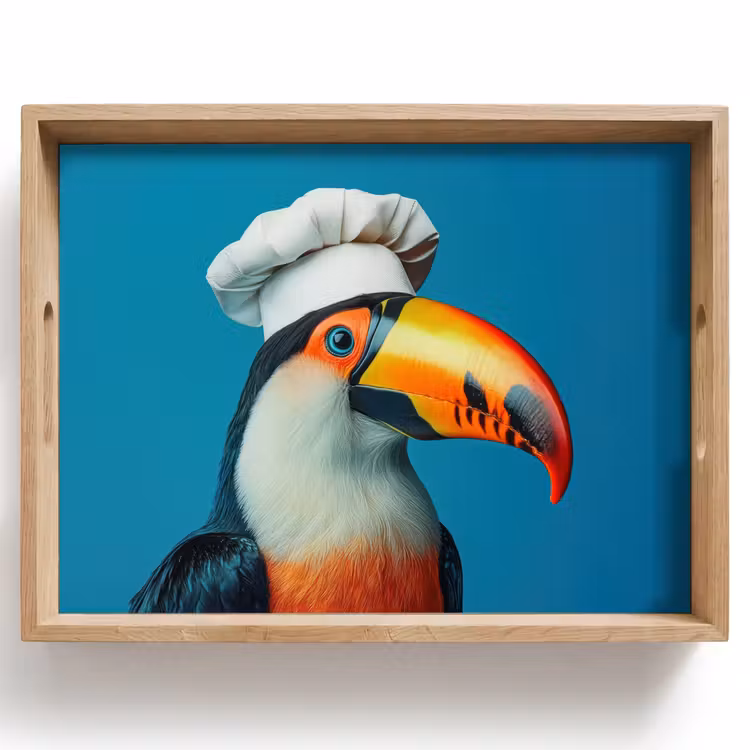 Tablett - Tukan - Papagei - Vogel - Kochmütze — 1