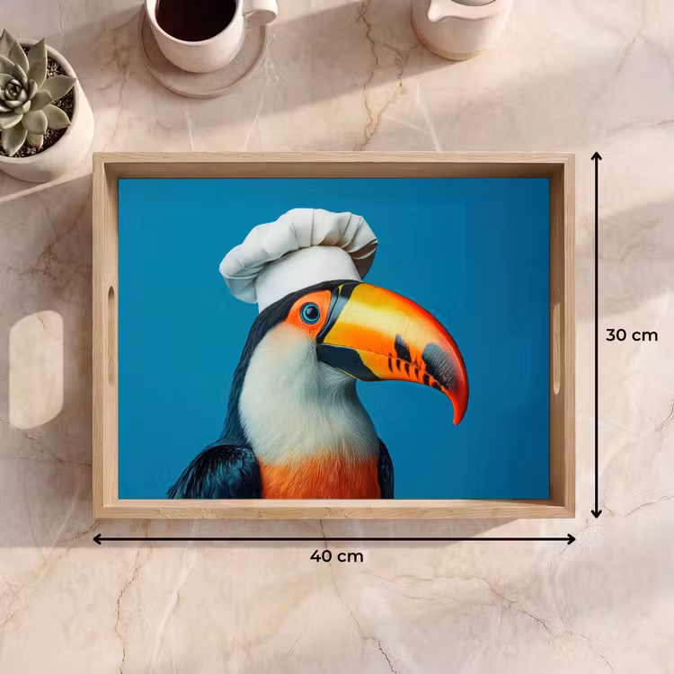 Tablett - Tukan - Papagei - Vogel - Kochmütze — 7