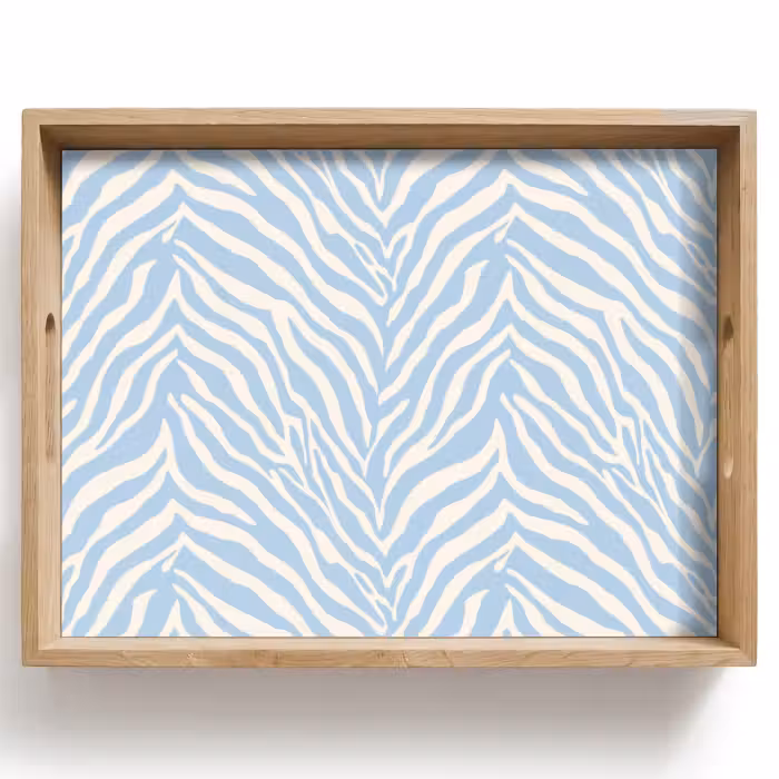Tablett - Zebra - Motiv - Blau - Weiß