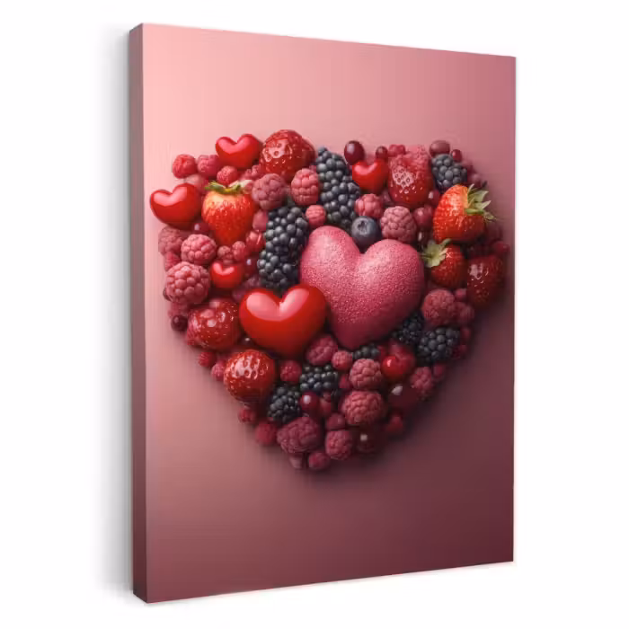 KitchenYeah - Küche - Leinwand - Obst - Herzen - Erdbeeren - Himbeeren - Heidelbeeren