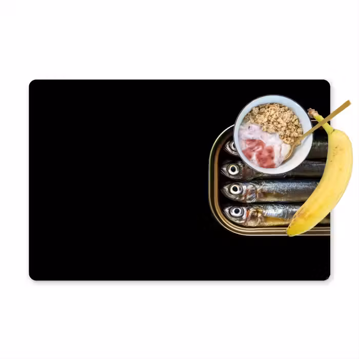 Tischset - Sardinen - Dose - Schwarz - Fisch