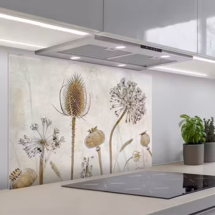 Spritzschutz Küche - Beschauliche botanische Eleganz