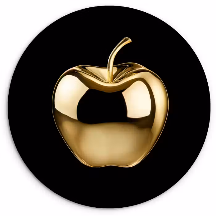Runde Bilder - Apfel - Gold - Chrom - Schwarz