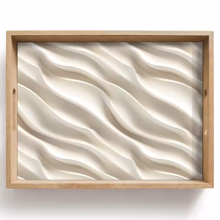 Tablett - Diagonal - Wellen - Creme