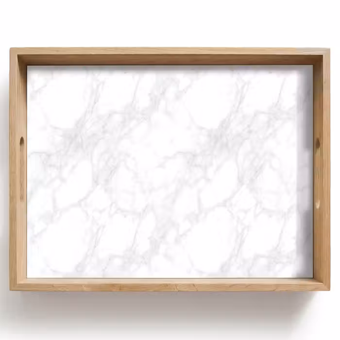 Tablett - Minimalistisch - Weiß - Graue Adern