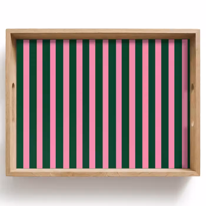 Tablett - Vertikale Streifen - Grün - Rosa